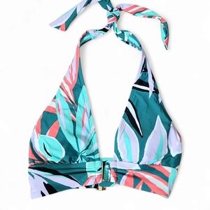 Anne Cole Mint Green Tropical Bikini Halter Swim Top
